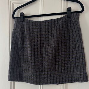 Sezane Plaid Mini Skirt - Black and Brown